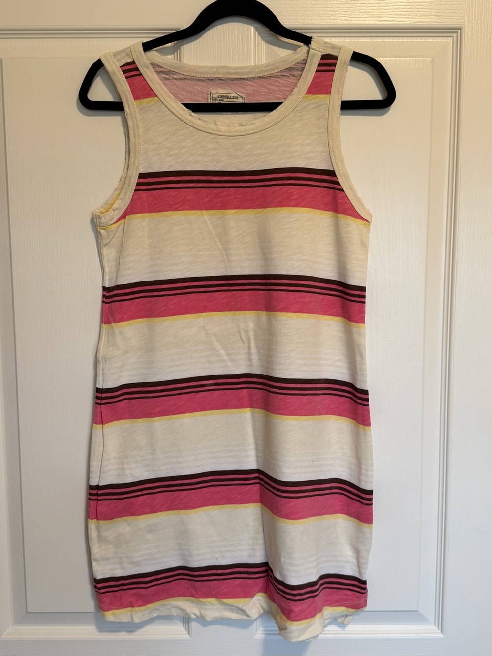 Current/Elliott Striped Sleeveless Tank Top in Pink, Yellow & Brown